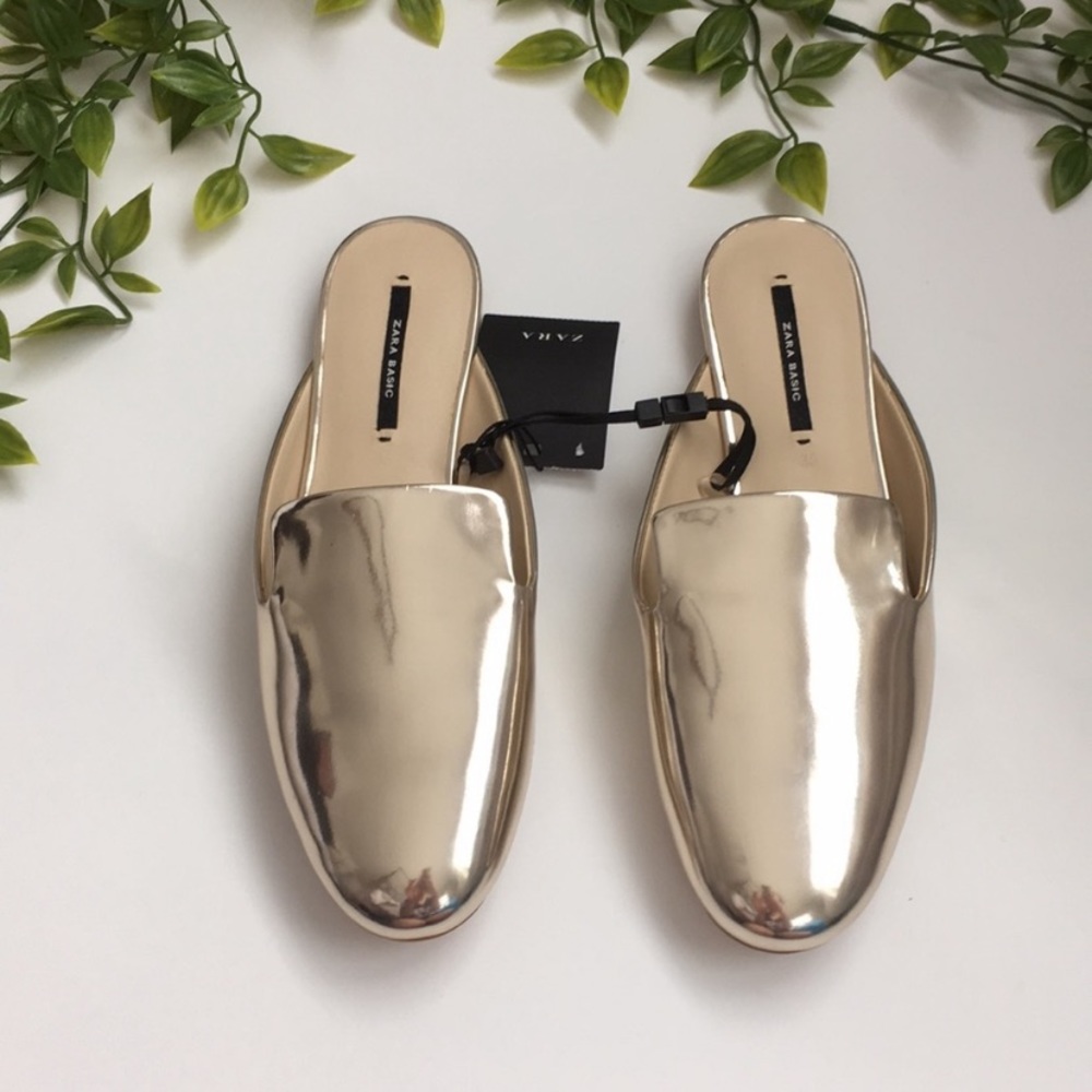 Zara Gold Mules Slide On - Picture 2 of 7
